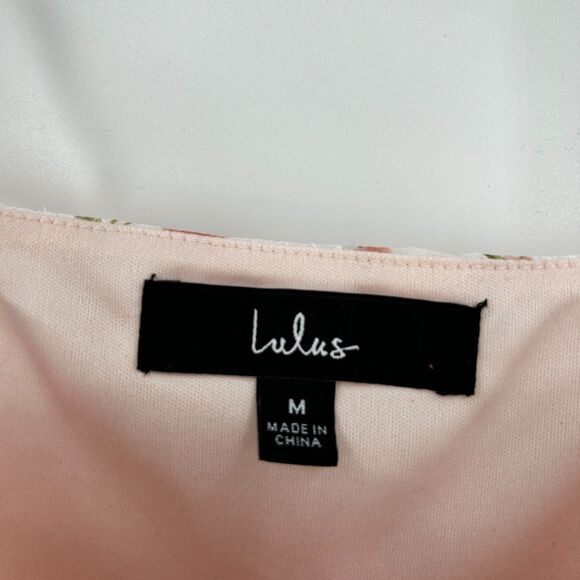 LULUS Sunny Charm Light Pink Floral Eyelet Ruffled Crop Festival Tank Top Medium - Picture 8 of 9